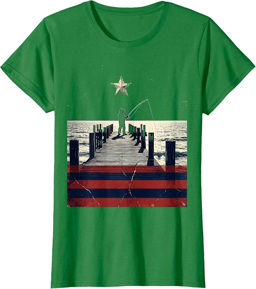 Women's Gulf of America Fisherman Pier Casting Line T-Shirt - Kelly Green