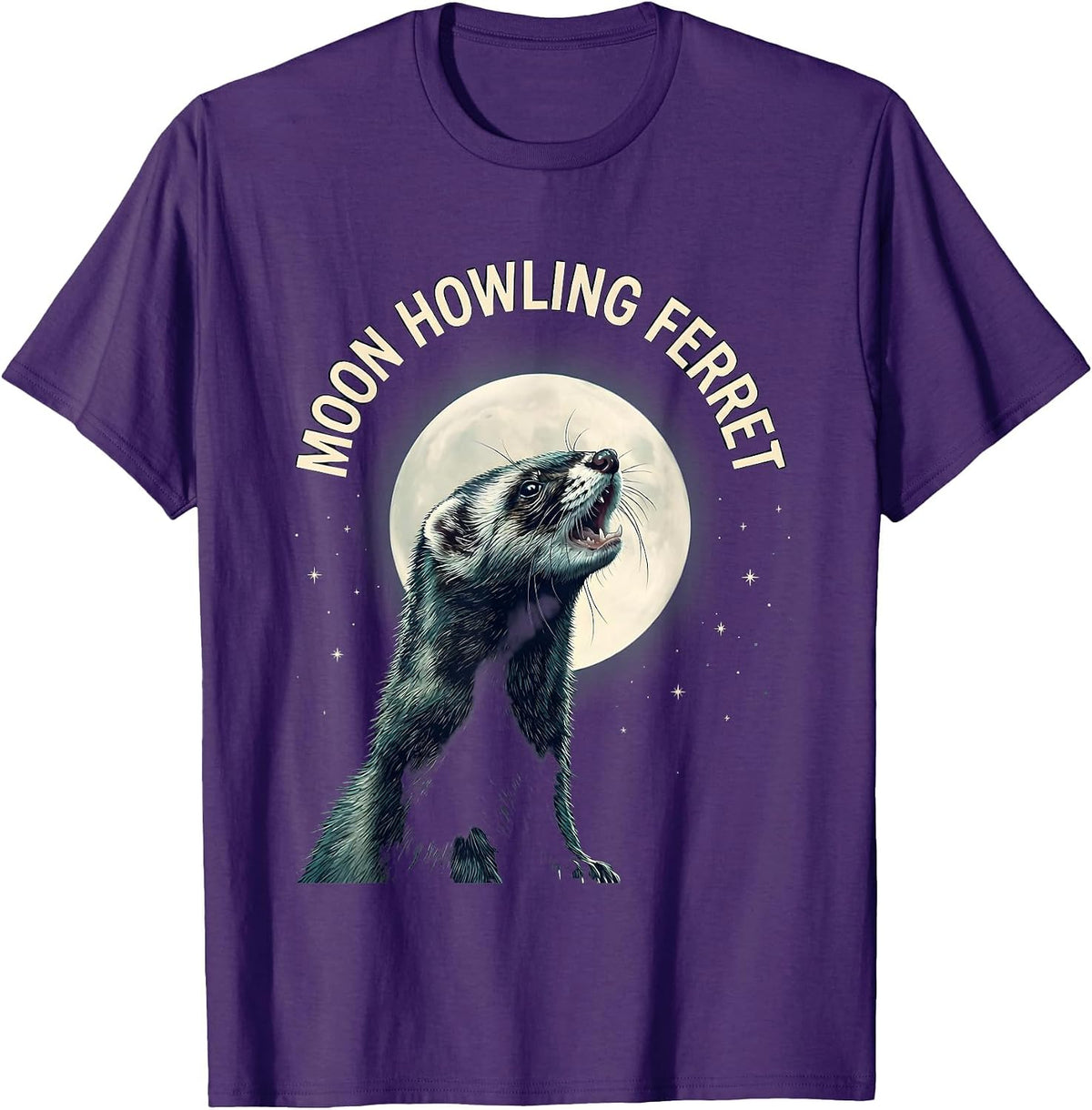 Moon Howling Ferret Funny Ferret Lover Gift For Ferret T-Shirt - Purple