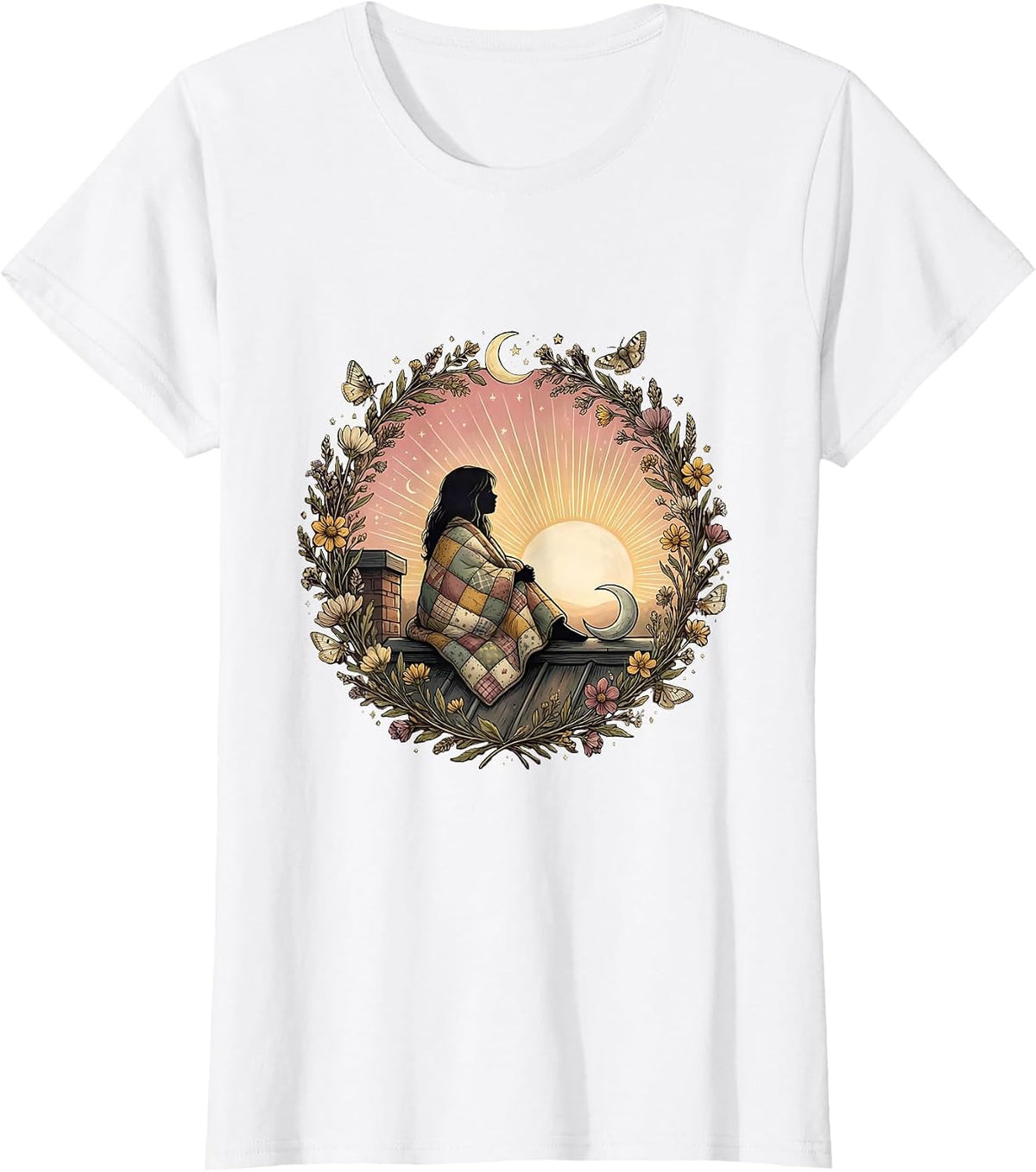 Autism Awareness Rooftop Sunrise Blanket Girl T-Shirt - White