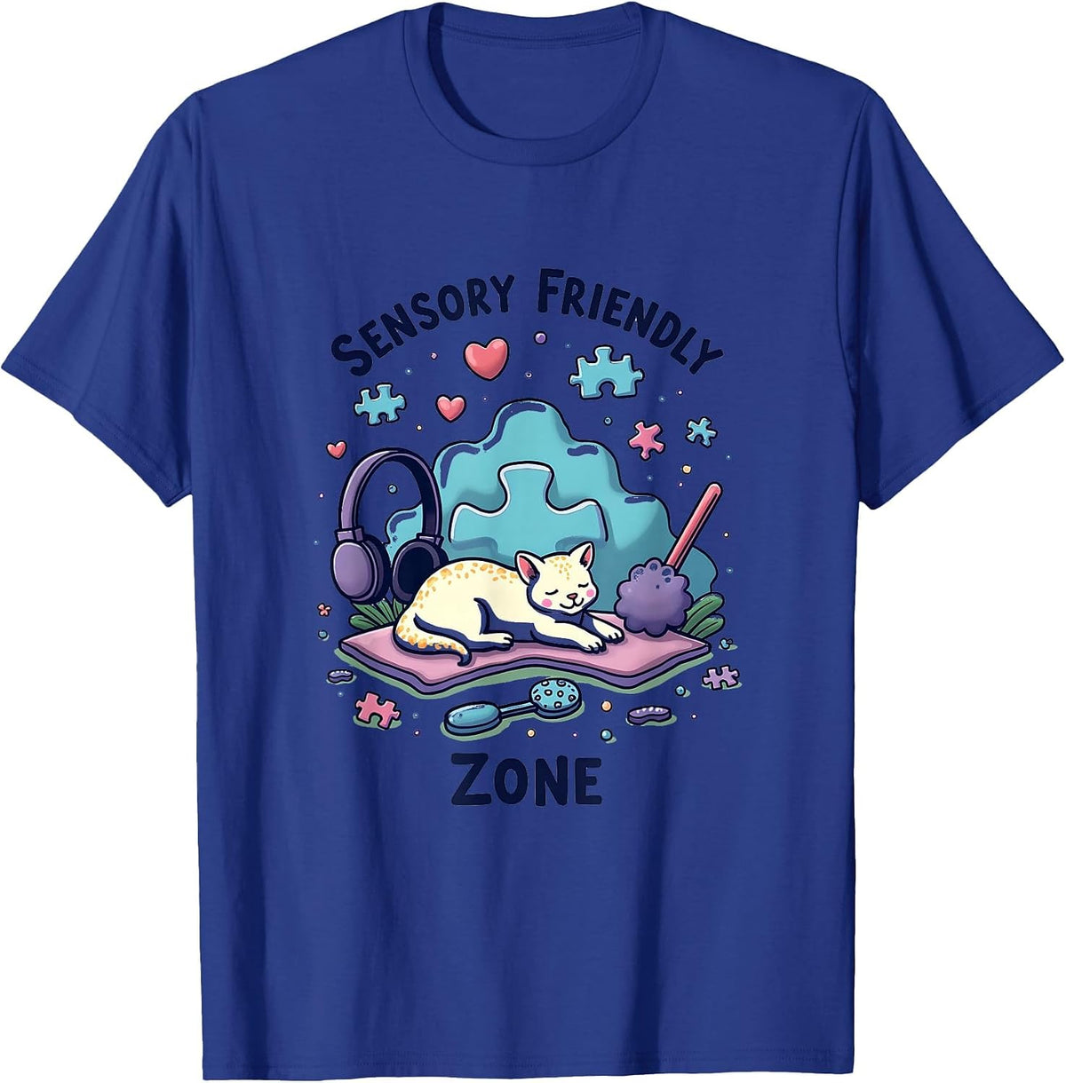 Sensory Friendly Zone Autism Awareness Design T-Shirt - Royal Blue