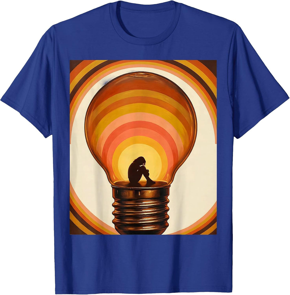 Autism Awareness Lightbulb Lone Figure Graphic T-Shirt - Royal Blue