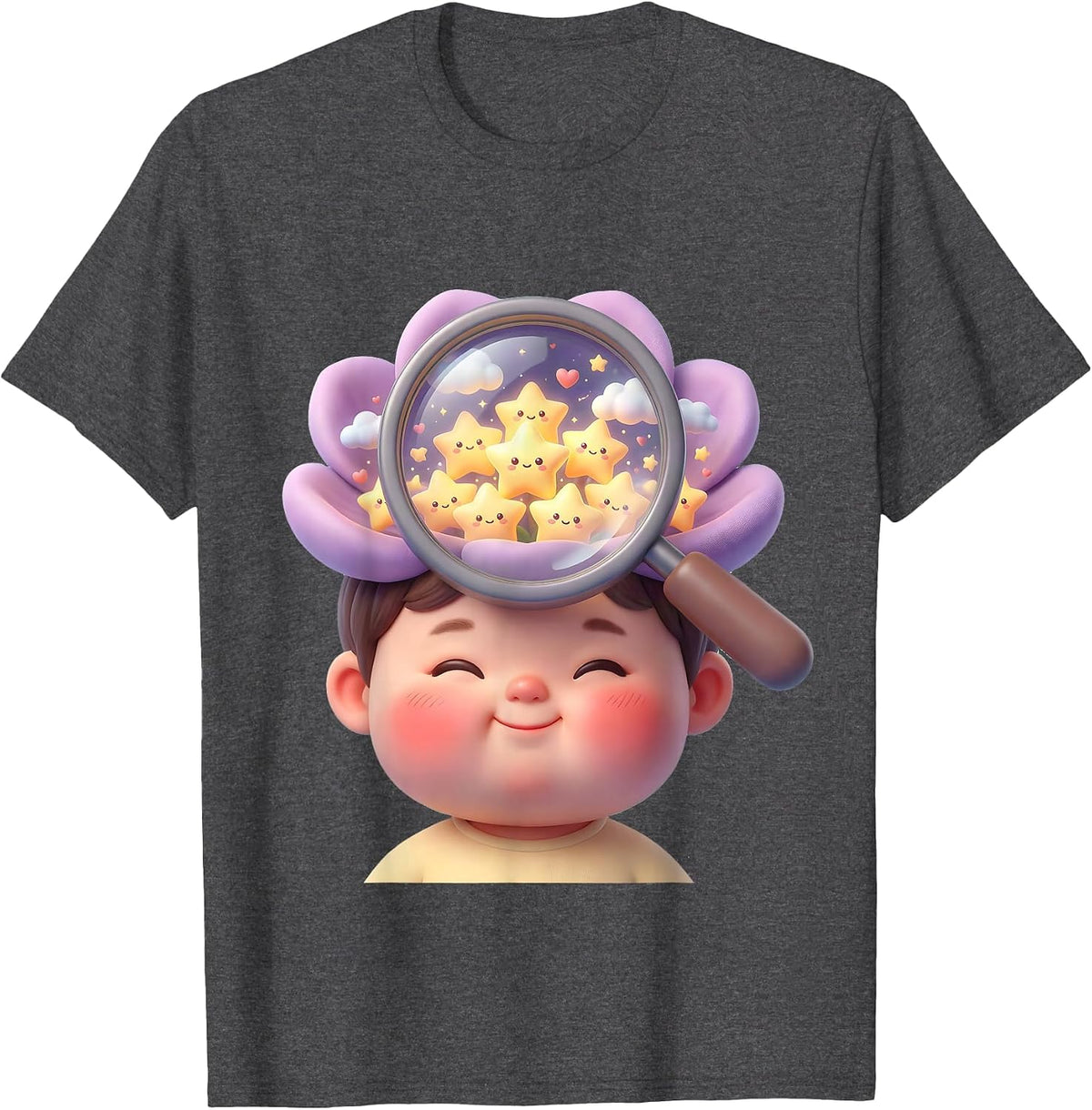 Men's Special Education Magnifying Glass Stars Child Mind T-Shirt - Dark Heather Grey