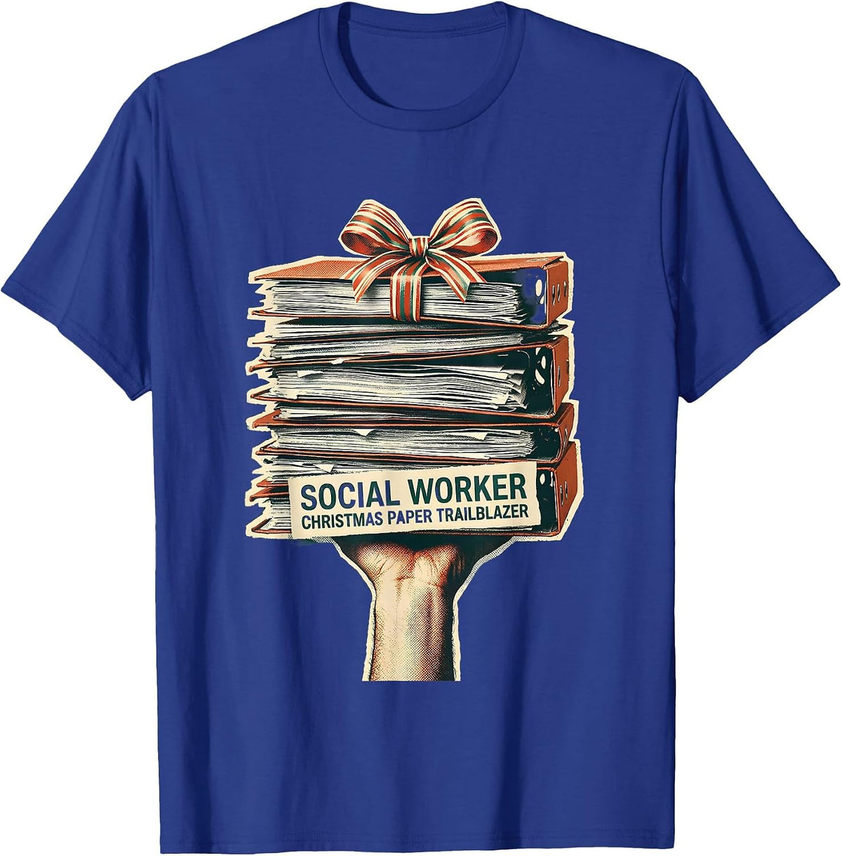 Social Worker, Christmas Paper Trailblazer Funny T-Shirt - Royal Blue