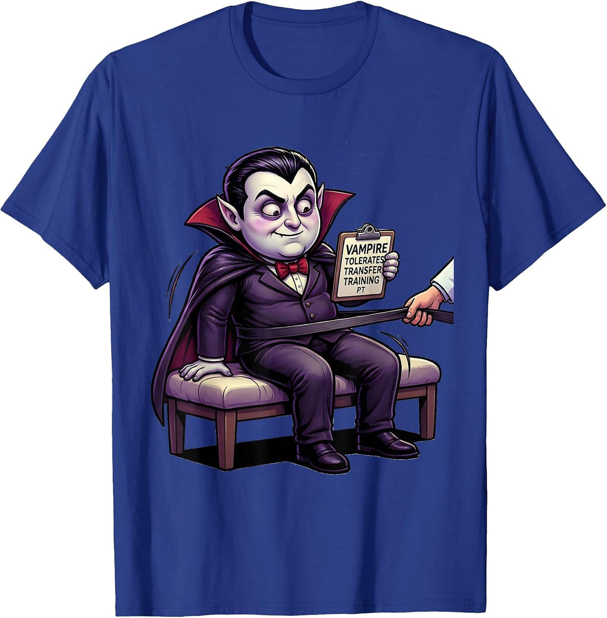 Men's Vampire Tolerates Transfer Training PT Funny Physical T-Shirt - Royal Blue