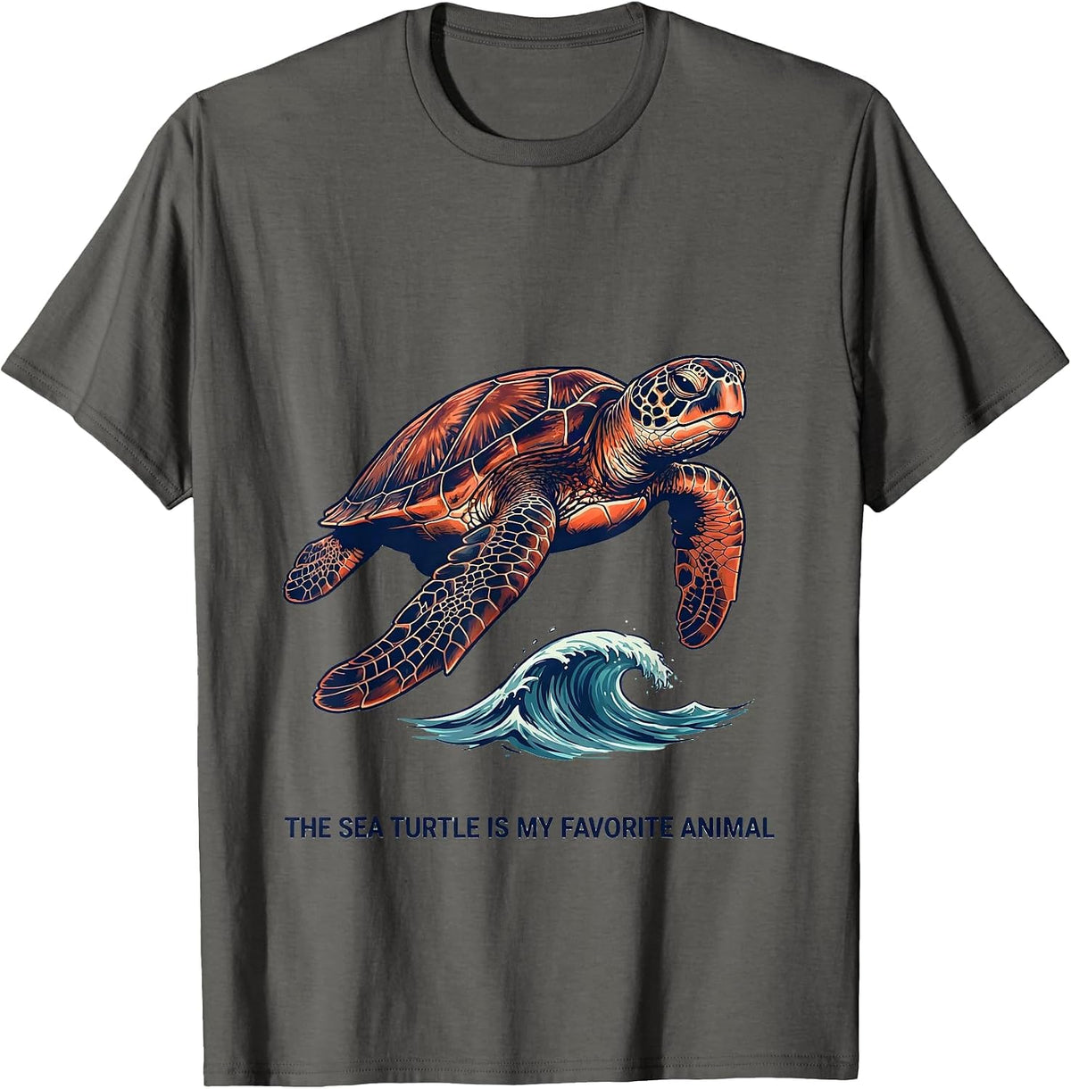 Men's The Sea Turtle Is My Favorite Animal Cute Sea Turtle Lover T-Shirt - Asphalt Grey