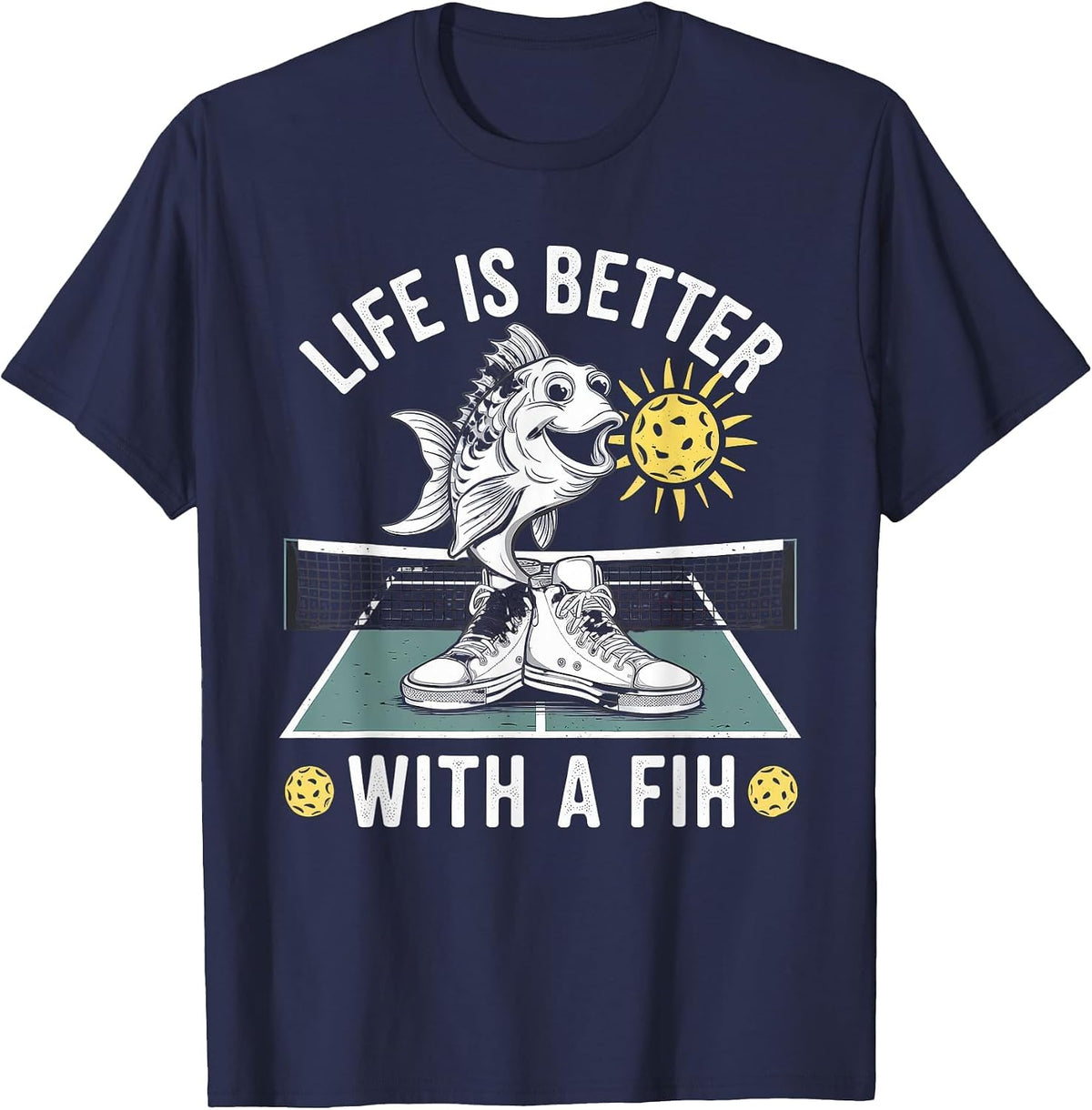 Fih Tshirt Shoes Fish Funny Misspelled Fish Meme Fih Humor T-Shirt - Navy Blue