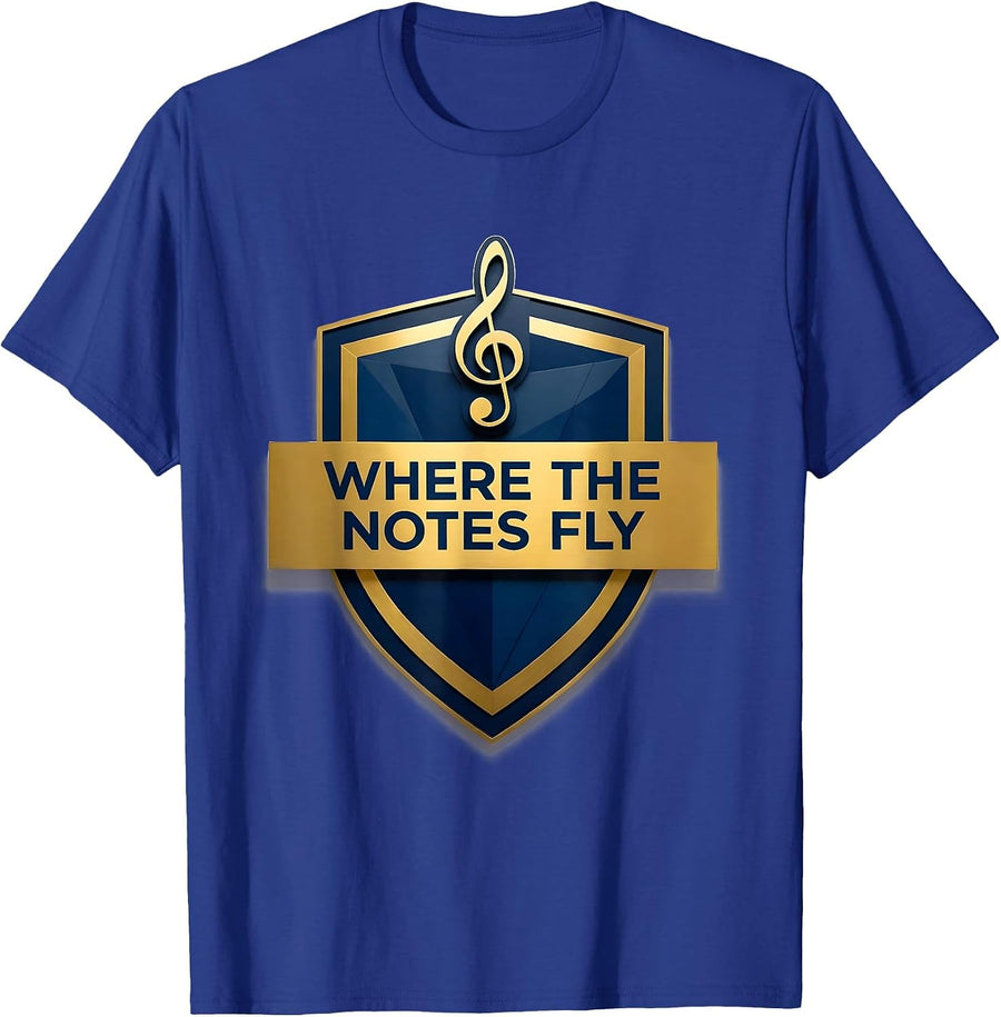 Where The Notes Fly Music Teacher Design T-Shirt - Royal Blue