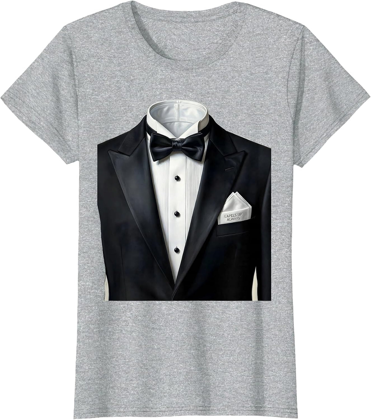 Women's Lapels Up Always Tuxedo Formal Style Design T-Shirt - Heather Grey