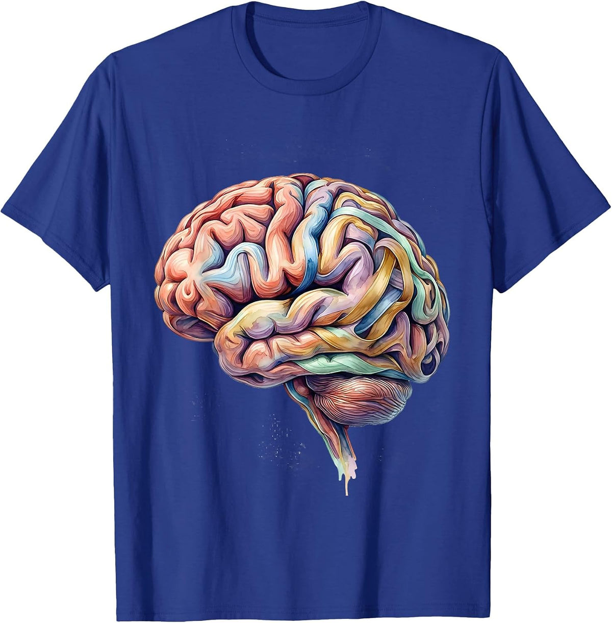 Autism Awareness Rainbow Brain Illustration T-Shirt - Royal Blue