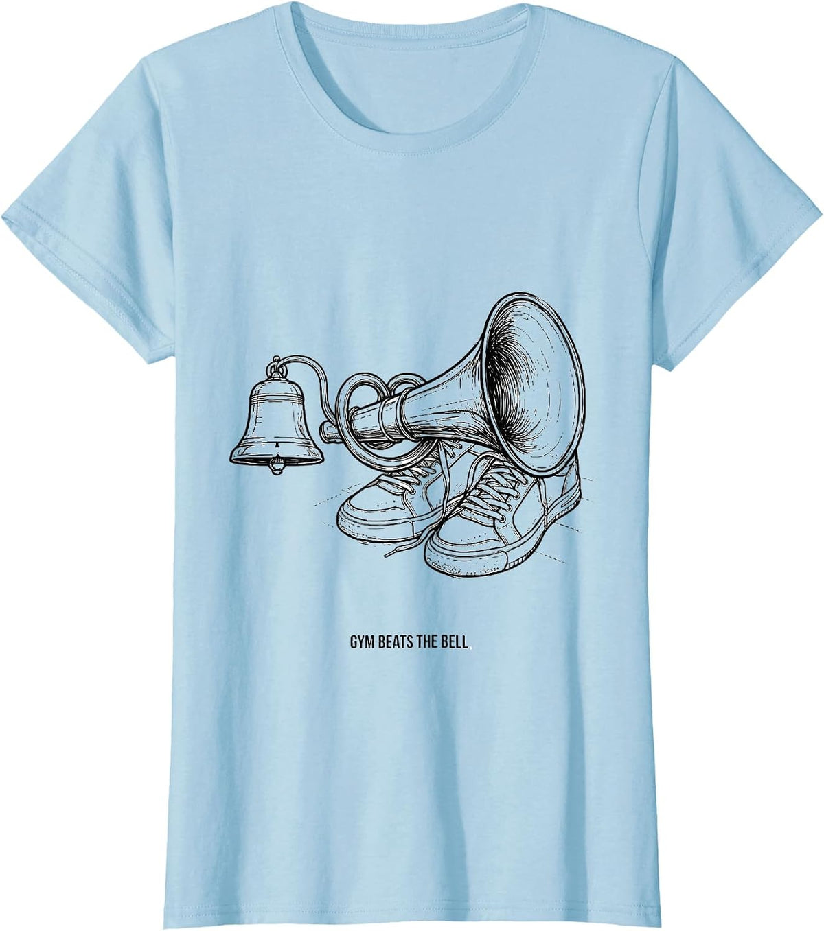 Gym Beats The Bell Funny PE Teacher Back To School Humor T-Shirt, Women, Baby Blue, X-Large - As Pictured
