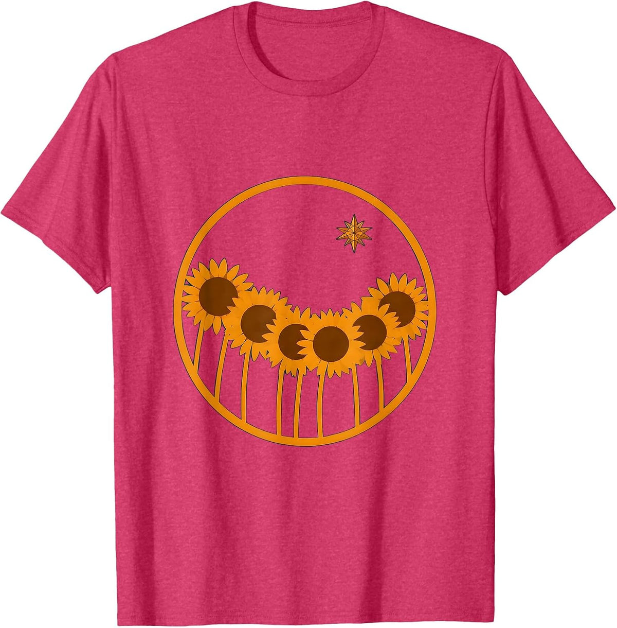Sunflower Field Gazing at a Distant Star T-Shirt - Red Heather
