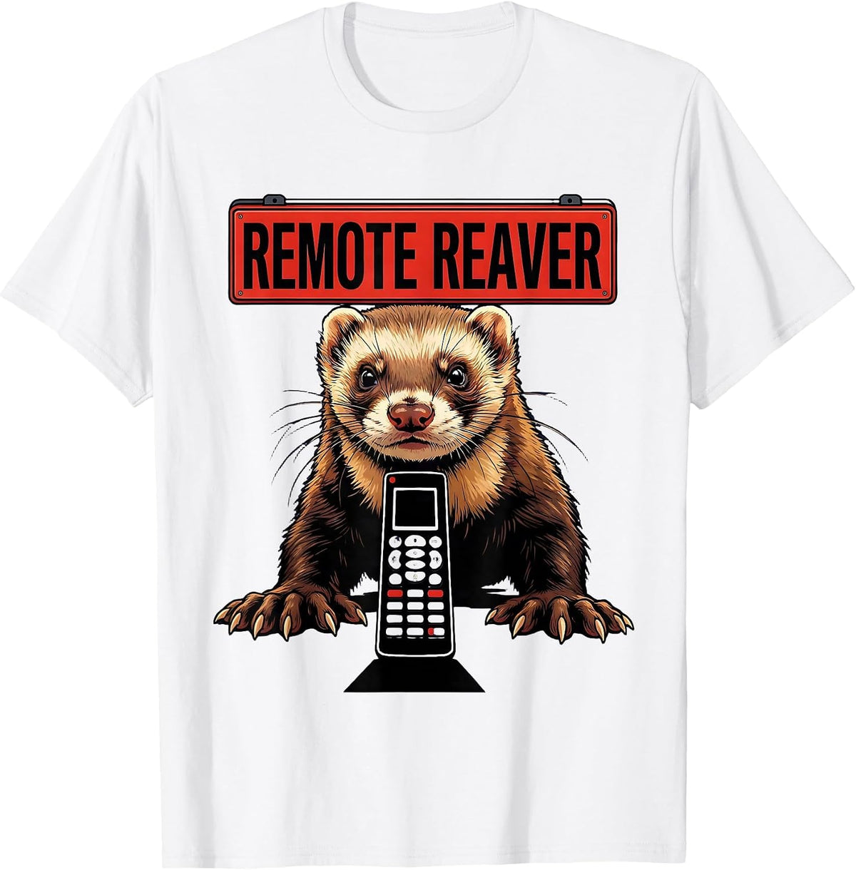 Men's Remote Reaver Funny Ferret Lover Gift T-Shirt - White