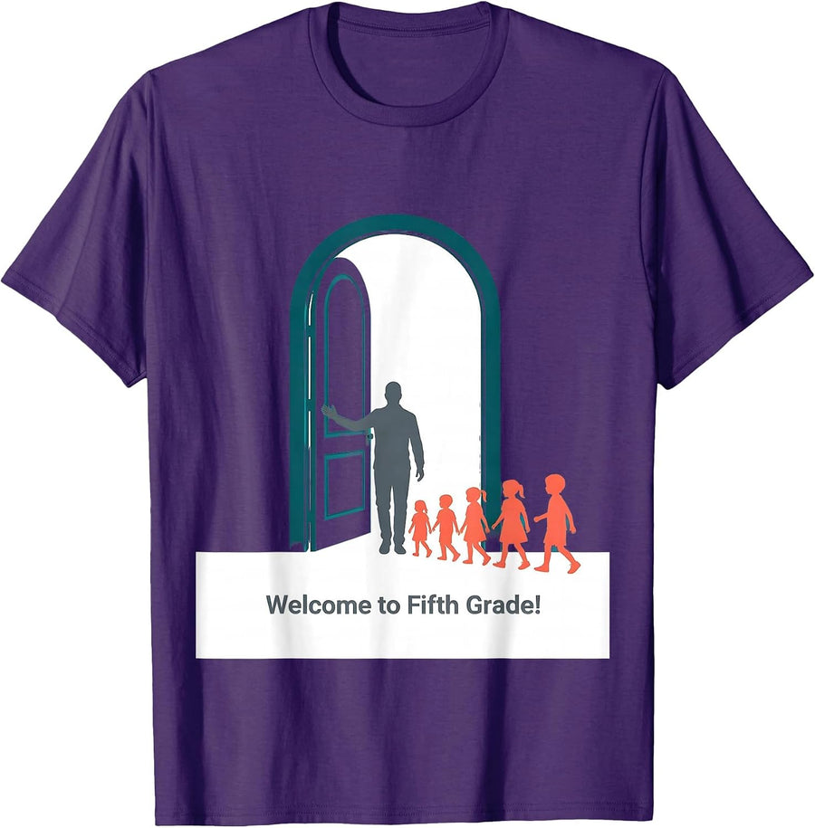 Men's Welcome to Fifth Grade! Playful Teacher Back to School T-Shirt - Purple