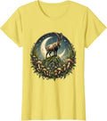 Mountain Goat Rocky Peak Wildlife Illustration T-Shirt - Lemon Yellow