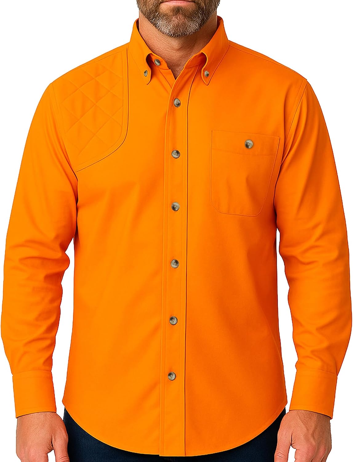 Men's Full Blaze Hunting Shirt Long Sleeves - Blaze Orange