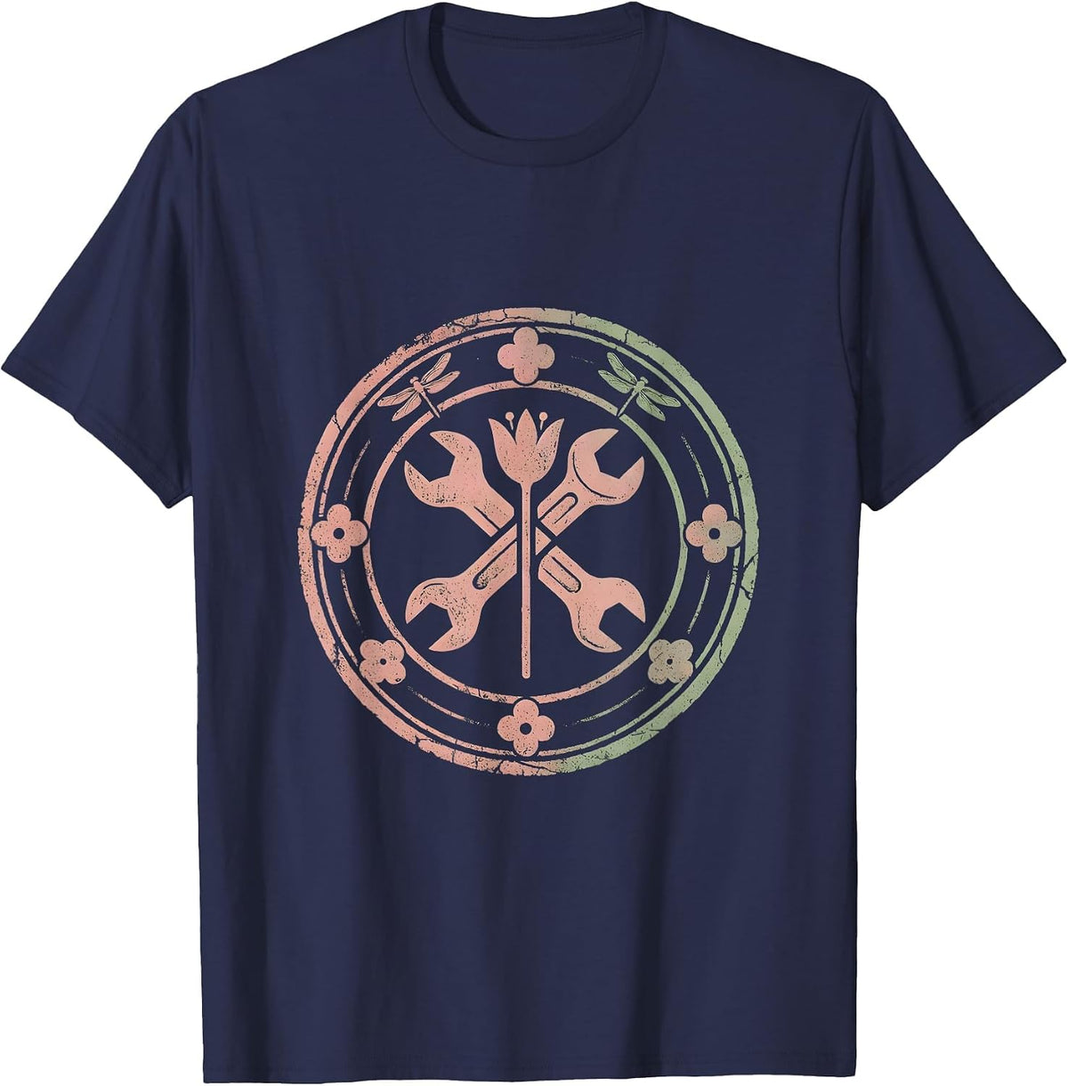 Labor Day Mechanic Under the Hood Illustration T-Shirt - Navy Blue