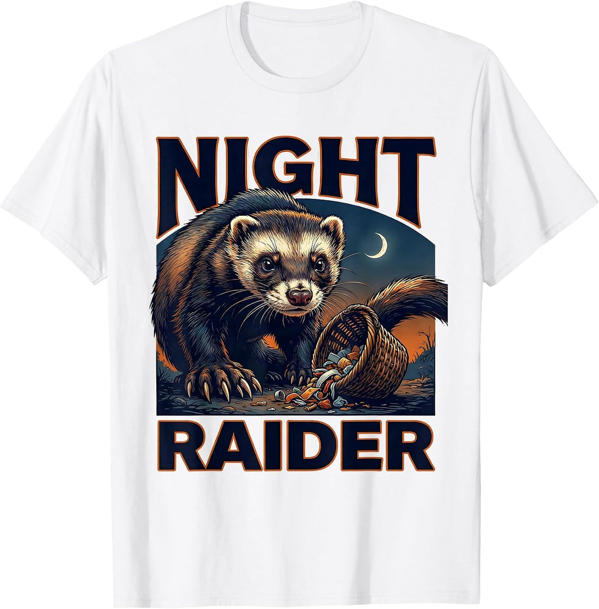 Men's Night Raider Funny Ferret Lover Gift T-Shirt - White