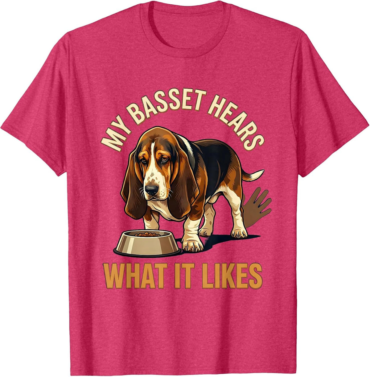 My Basset Hears What It Likes Vintage Funny Basset Hound T-Shirt - Red Heather