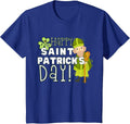 Happy St Patrick's Day Catholic Saint Ireland Girl Boy Kid T-Shirt - Royal Blue