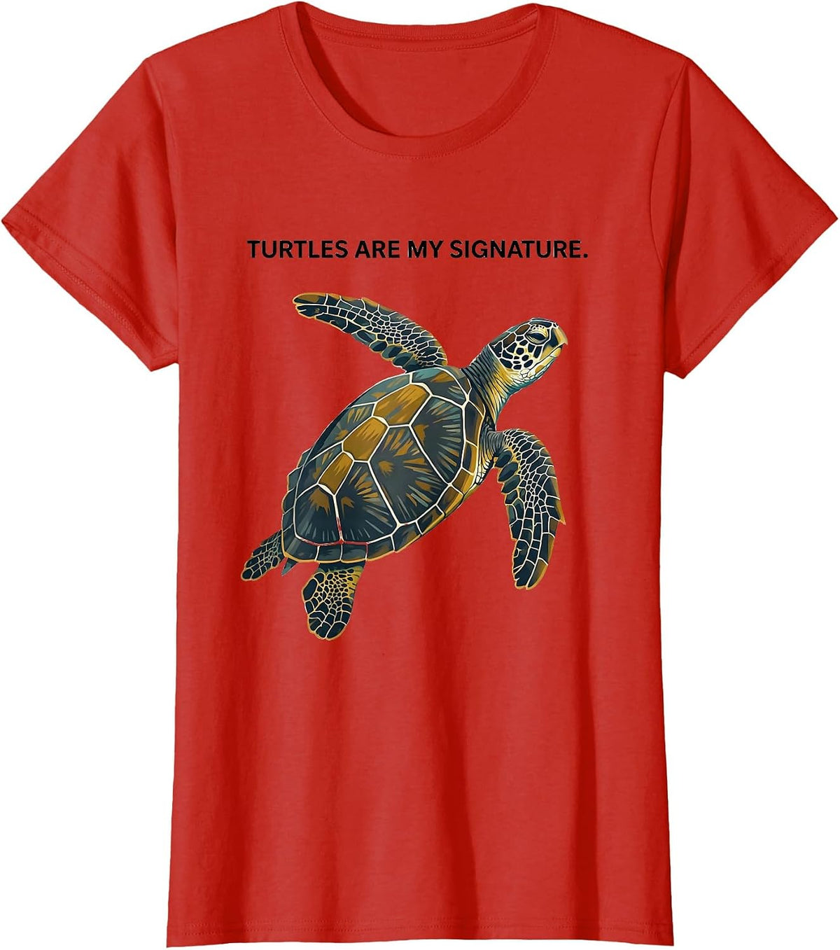 Turtles Are My Signature Midcentury Modern Sea Turtle Lover T-Shirt - Red