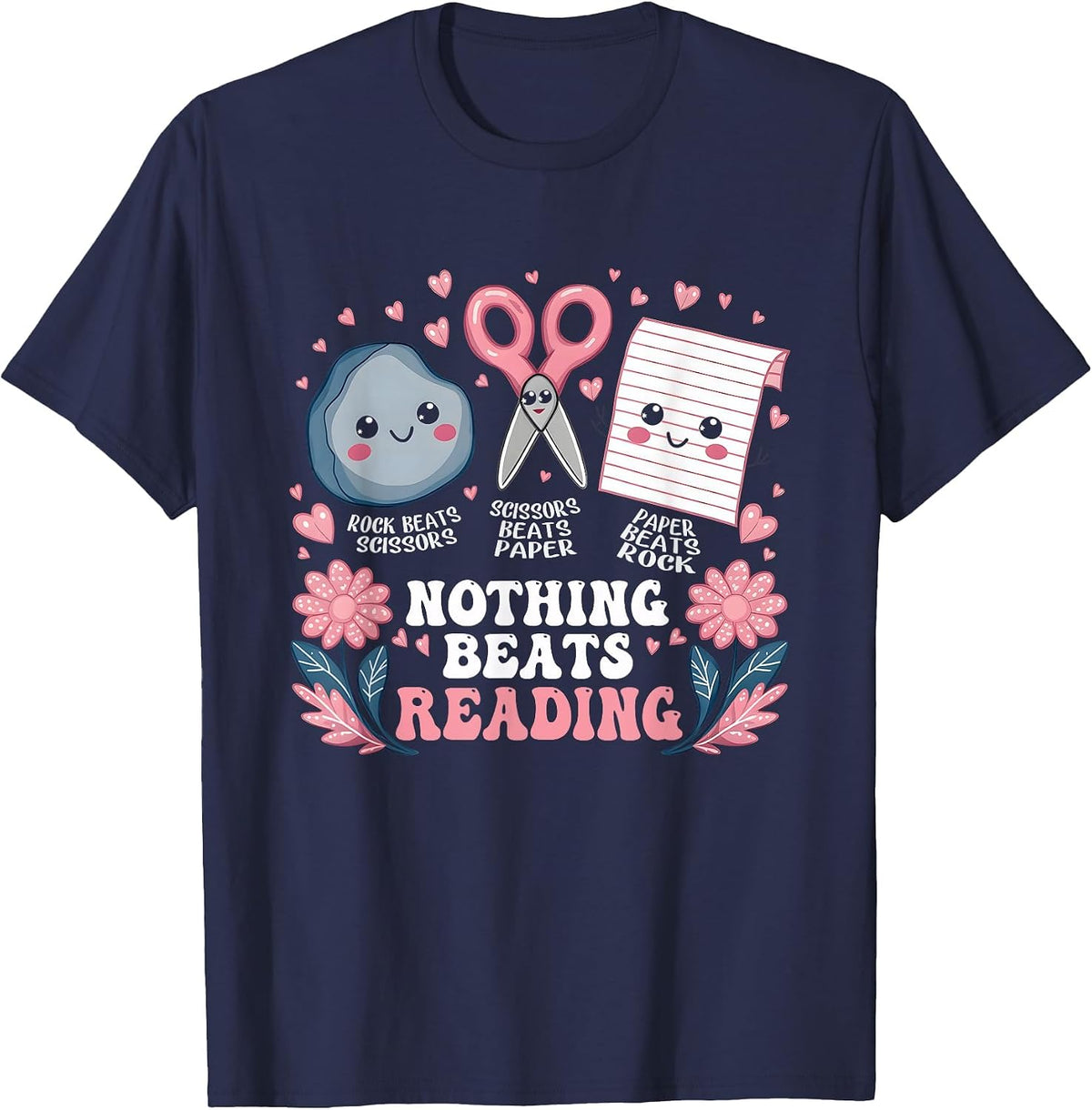 Paper Scissors Tees T-Shirt for Kids Students - Navy Blue
