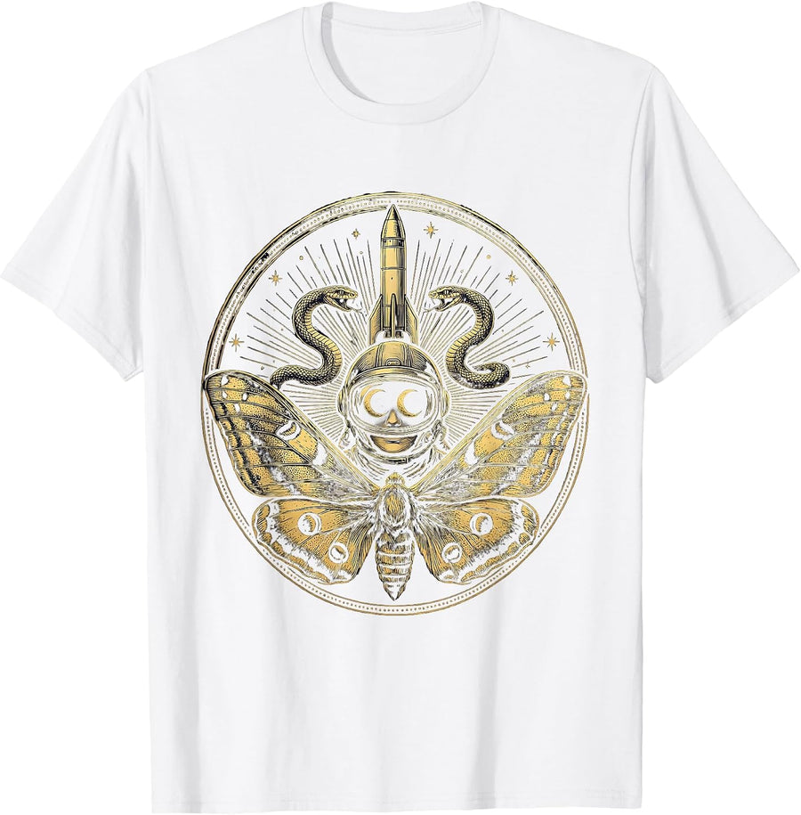 Men's Pilot in Rocket Ship Cockpit Space Illustration T-Shirt - White