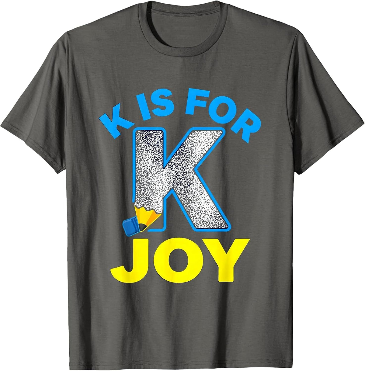 K Is For Joy Retro Teacher Back to School Kindergarten T-Shirt - Asphalt Grey