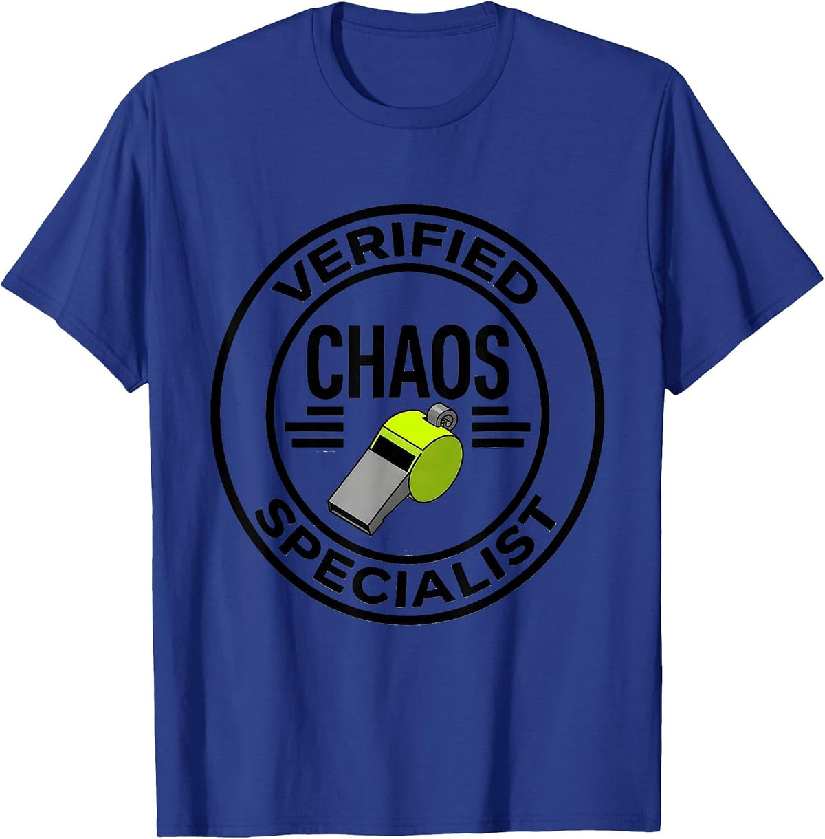Verified Chaos Specialist Funny PE Teacher Back To School T-Shirt - Royal Blue