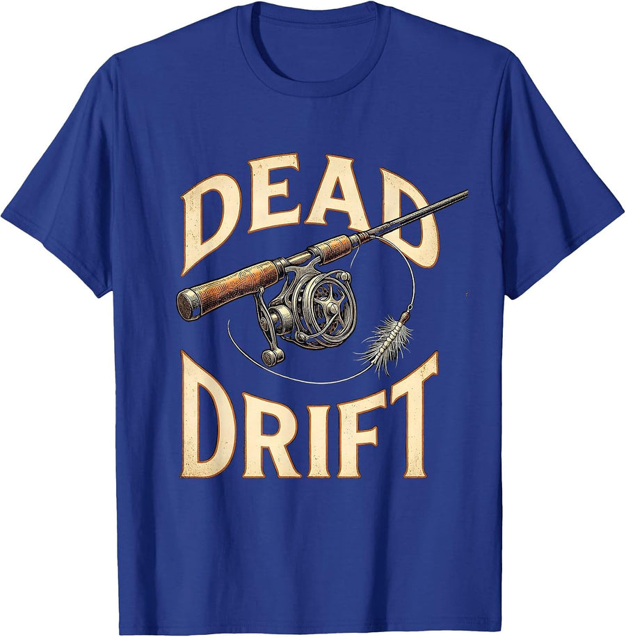 Dead Drift Vintage Halloween Skeleton Fishing Spooky Humor T-Shirt - Royal Blue