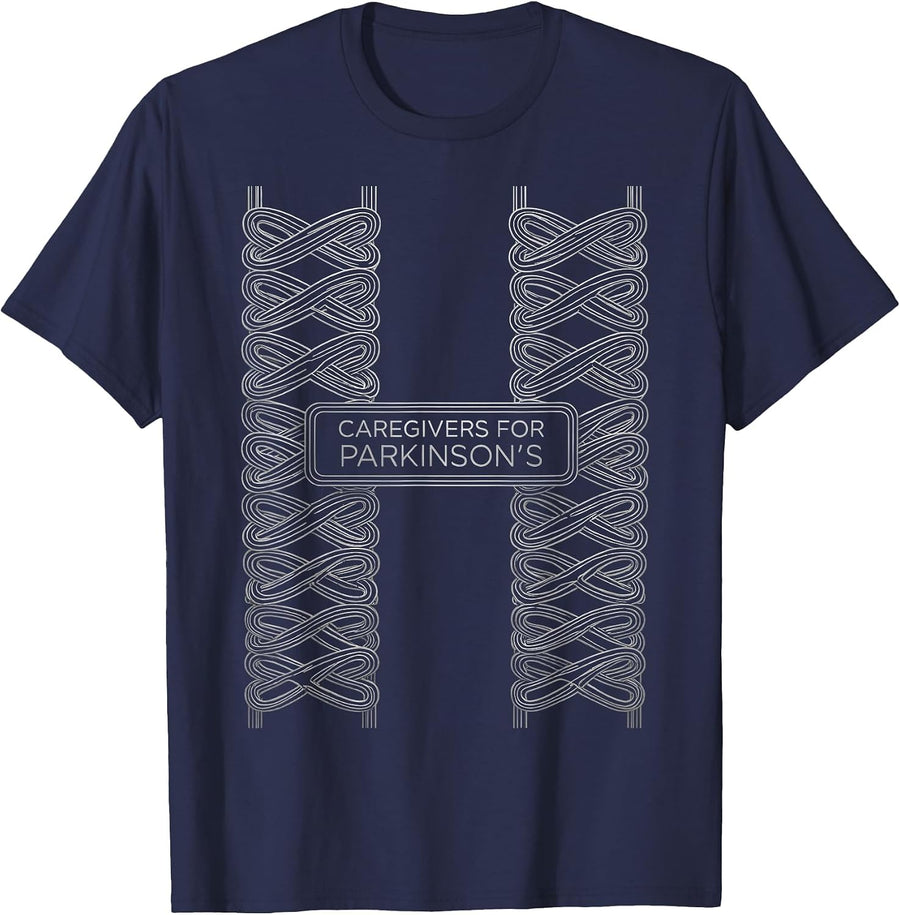 Caregivers For Parkinson's Support Squad Awareness Ribbon T-Shirt - Navy Blue