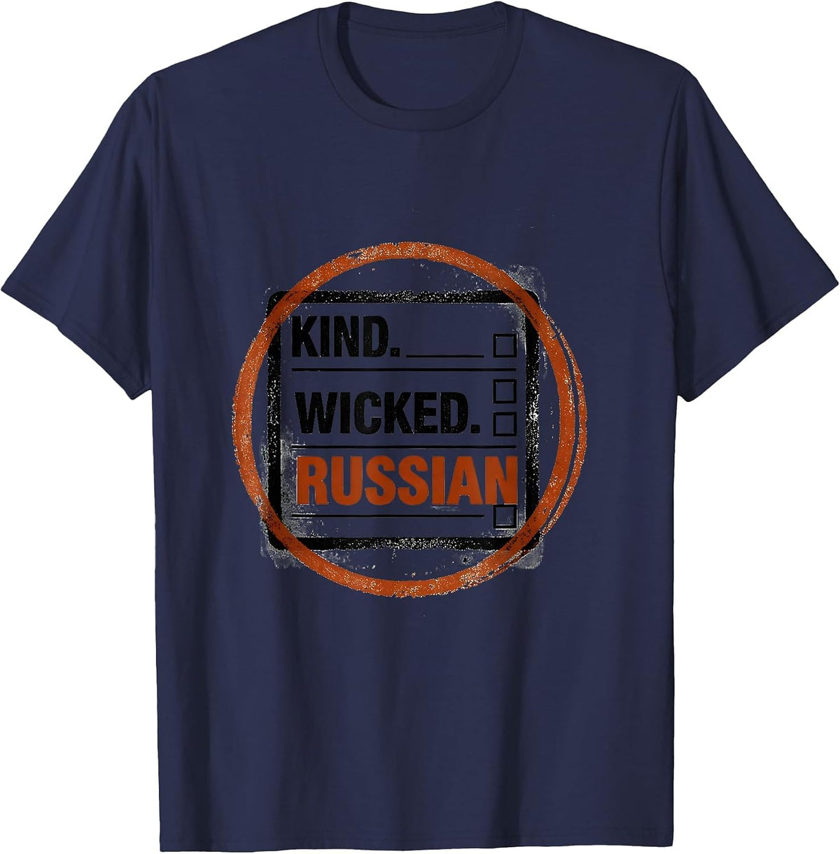 Kind Wicked Russian Rubber Stamp Heritage Gift T-Shirt - Navy Blue