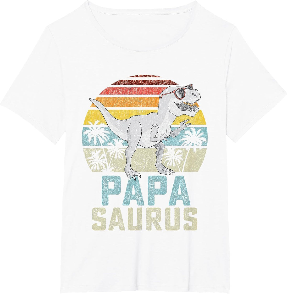Papasaurus T Rex Dinosaur Papa Saurus Family Matching T-Shirt - White