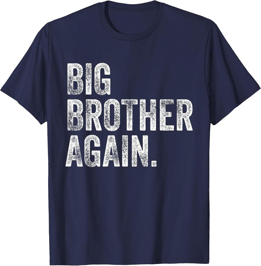 Big Brother Again Bro Promoted to Big Bro Matching Siblings T-Shirt - Navy Blue