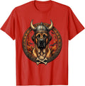 Men's Great Dane Viking Helmet Halloween Dog Design T-Shirt - Red