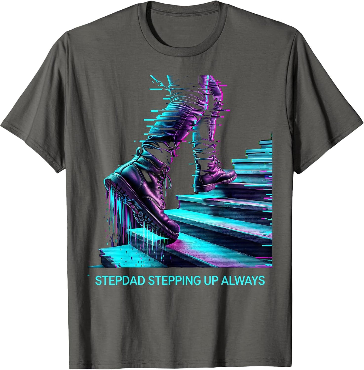 Men's Stepdad Stepping Up Always Bonus Dad Design T-Shirt - Asphalt Grey