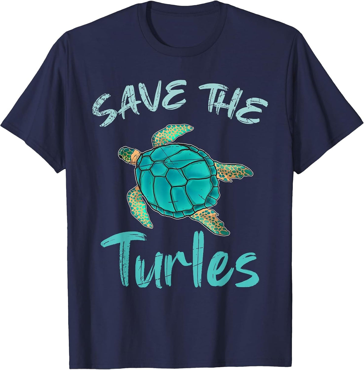 Save the Turtles Animal Protection Ocean Animal Turtle T-Shirt - Navy Blue