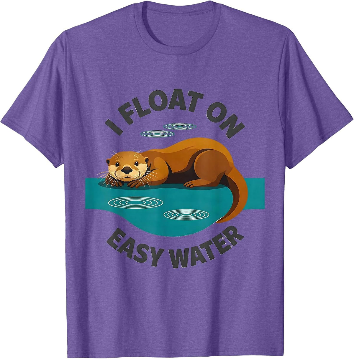 Men's I Float On Easy Water Midcentury Modern Otter Animal Lover T-Shirt - Purple Heather