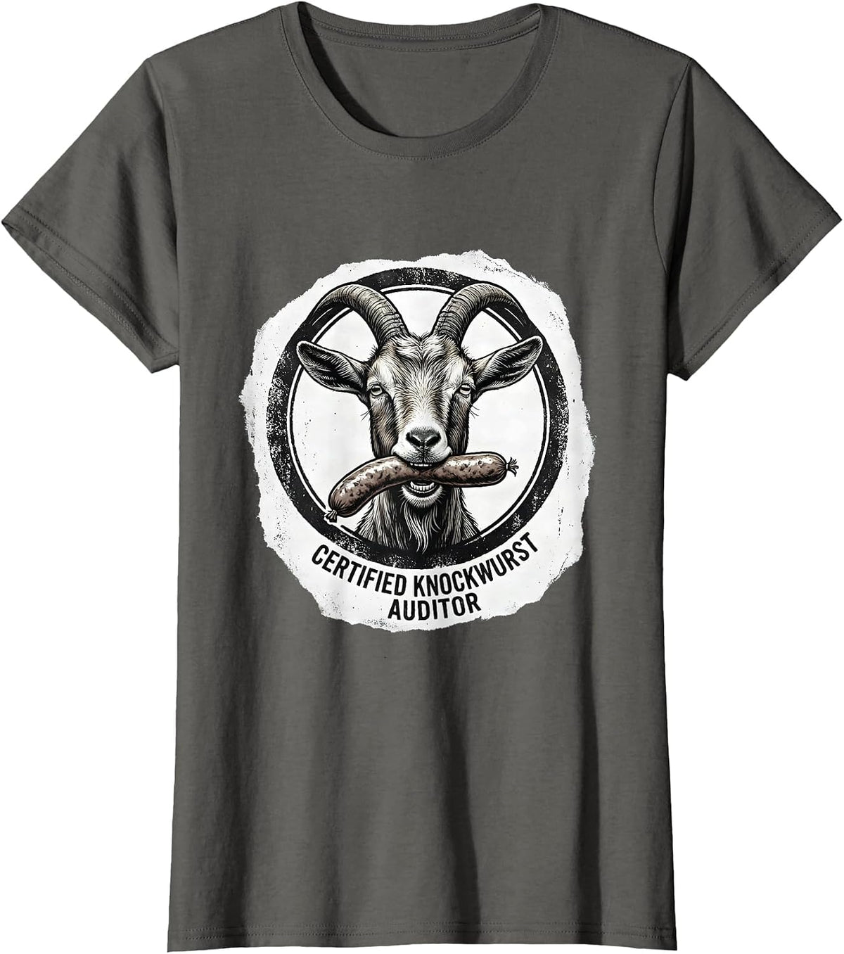 Women's Certified Knockwurst Auditor Funny Offensive Adult Humor T-Shirt - Asphalt Grey