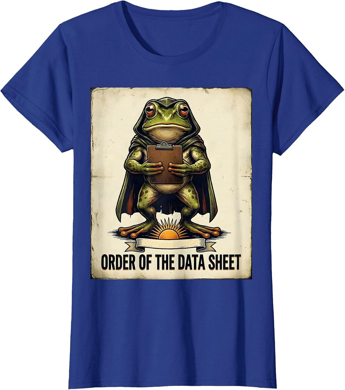 Order of the Data Sheet Vintage Frog Teacher Back To School T-Shirt, Women, Royal Blue, X-Large - As Pictured