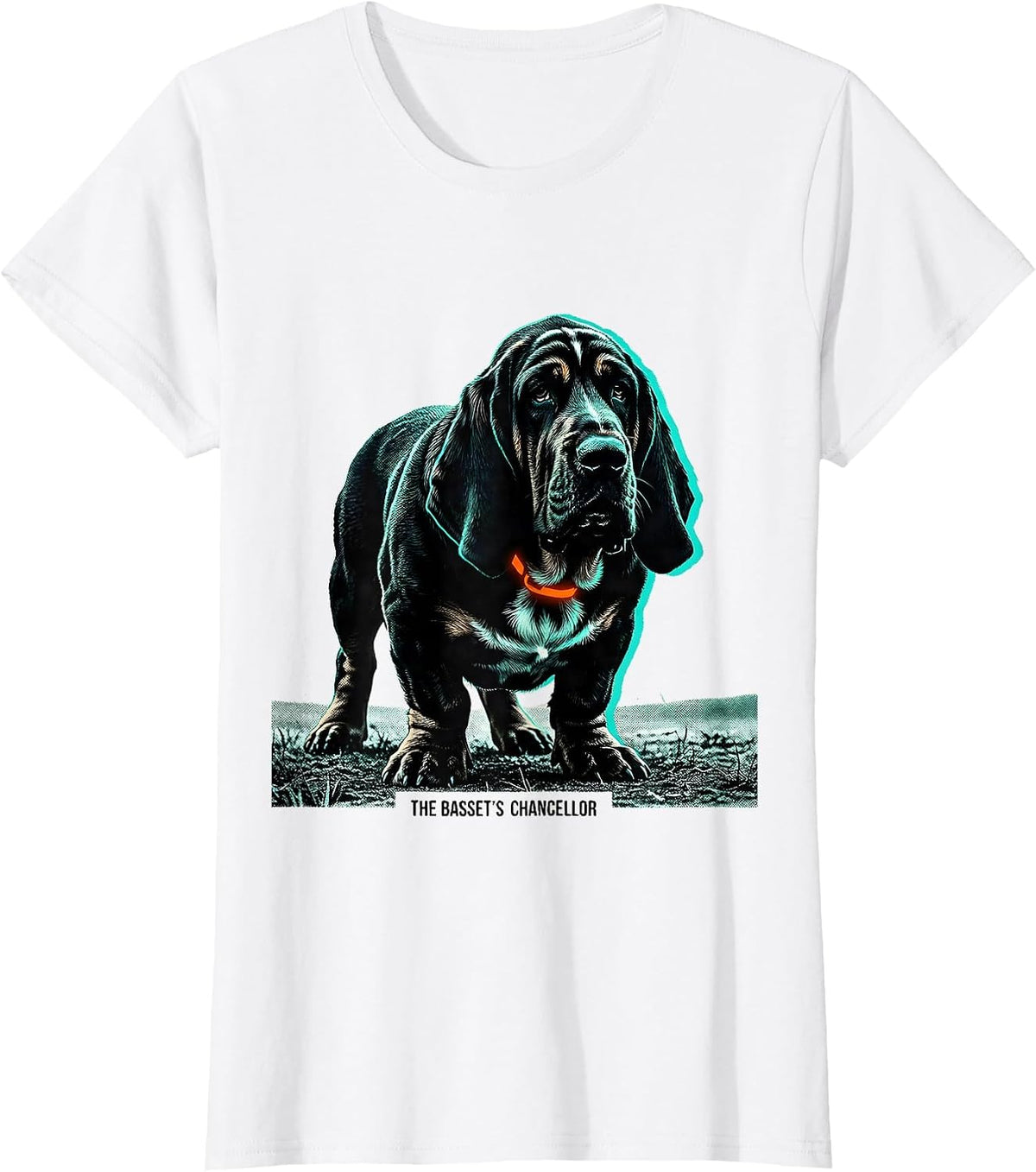 The Basset's Chancellor Risograph Basset Hound Owner Funny T-Shirt - White