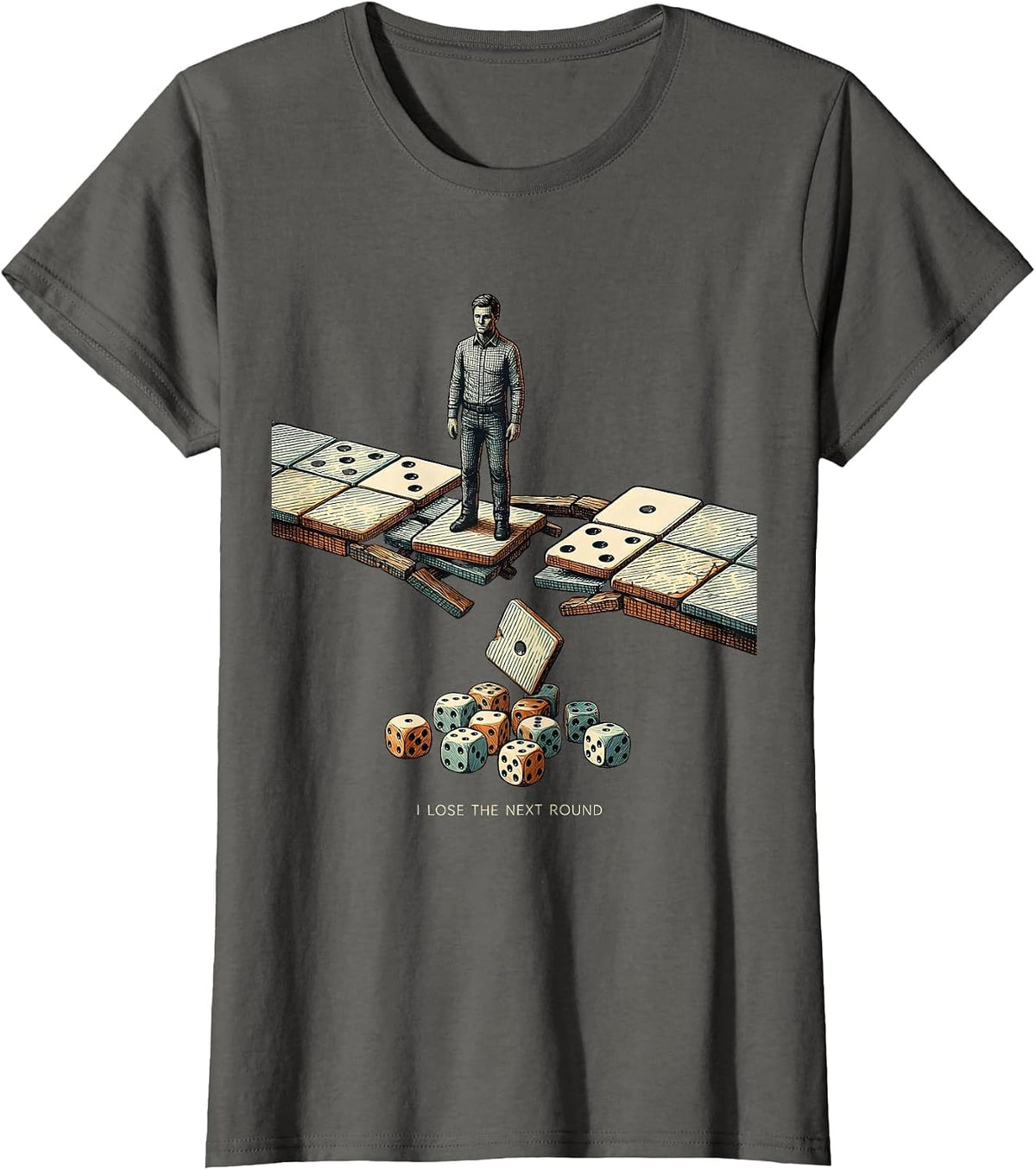 Women's I Lose The Next Round Funny Gamer RPG Tabletop Humor T-Shirt - Asphalt Grey