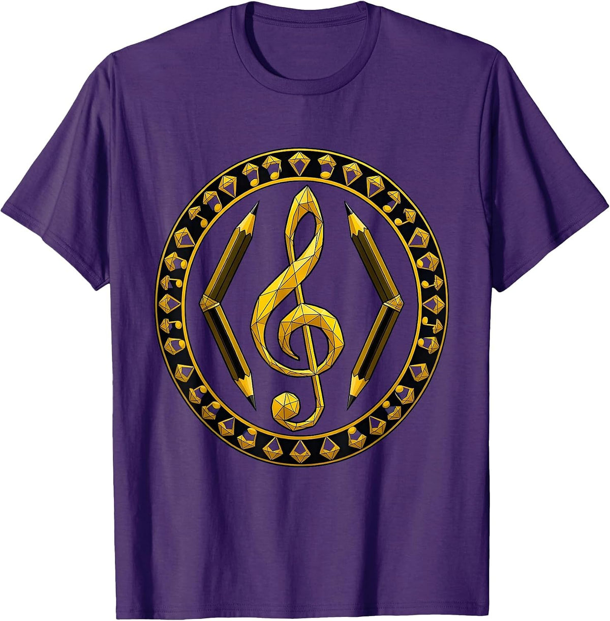 Music Teacher Pencil Treble Clef Illustration T-Shirt - Purple