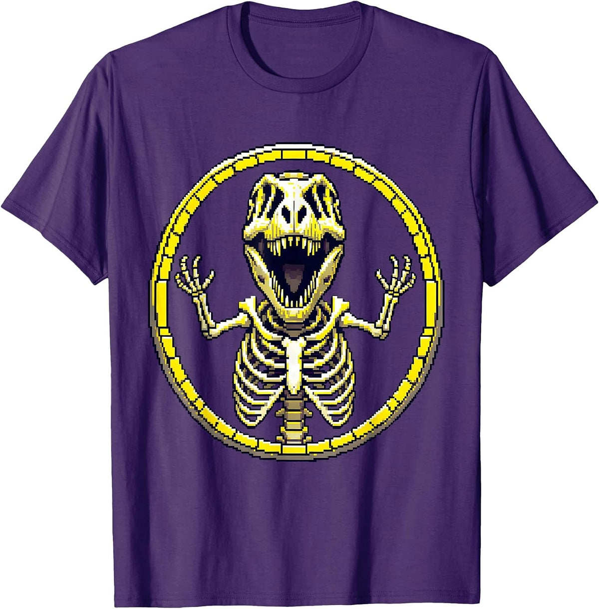 Men's T-Rex Skeleton Mid-Roar Dinosaur Graphic T-Shirt - Purple