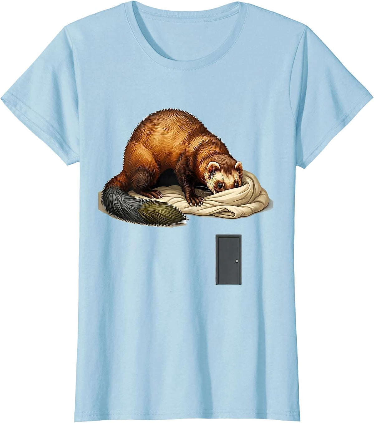 Ferret Blanket Fort Midcentury Modern Funny Gift T-Shirt - Baby Blue