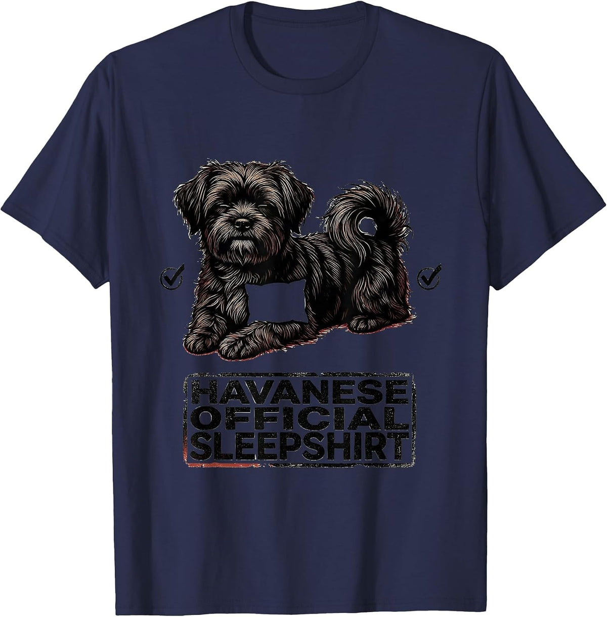 Men's Havanese Official Sleepshirt Dog Lover Napping Pajamas T-Shirt - Navy Blue