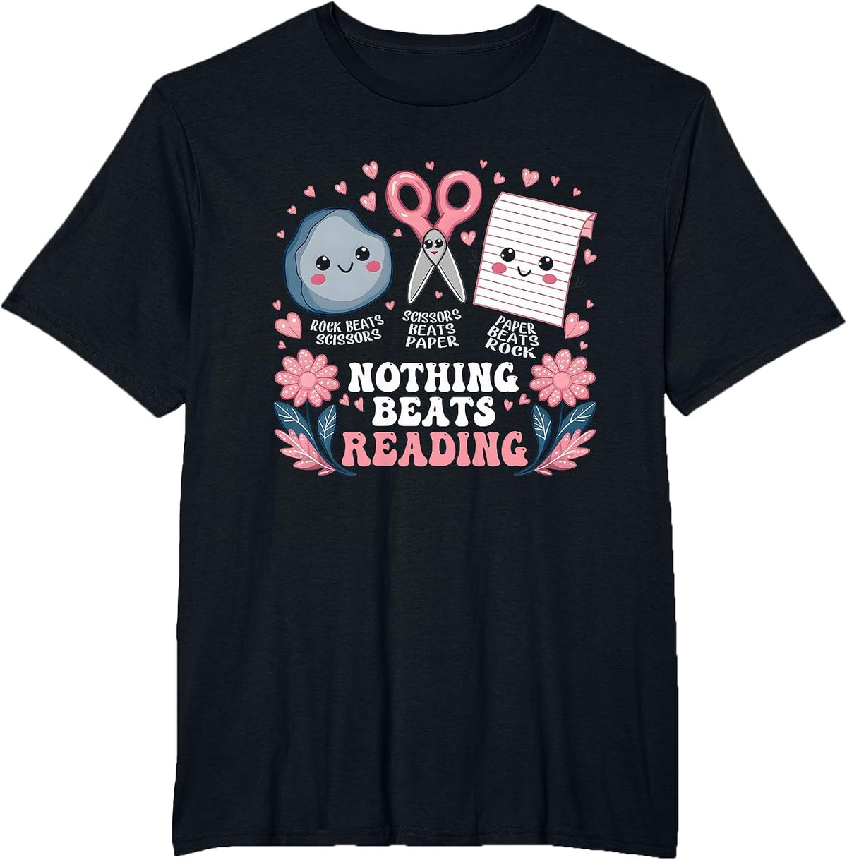 Paper Scissors Tees T-Shirt for Kids Students - Black