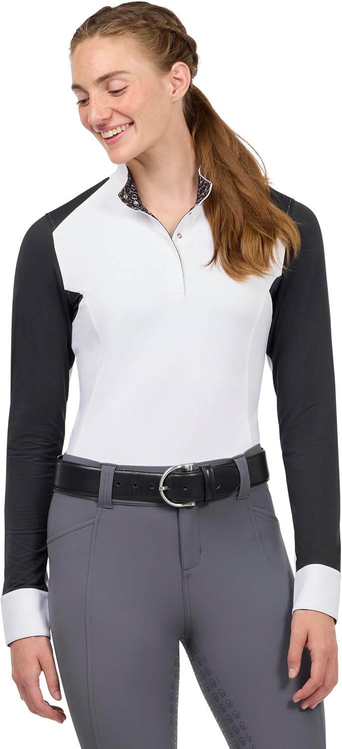 Kerrits Women's Affinity Long Sleeve Show Shirt - Black\/ Mixed Bits