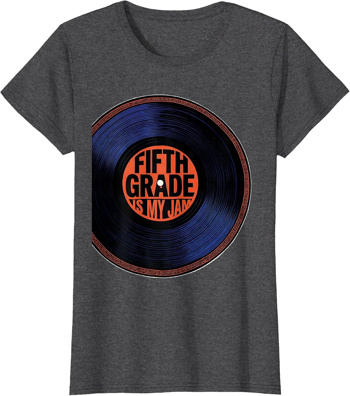 Women's Fifth Grade Is My Jam Geometric Retro Back To School Teacher T-Shirt - Dark Heather Grey
