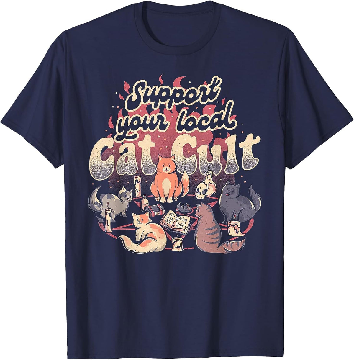 Support Your Local Cat Cult T-Shirt - Navy Blue