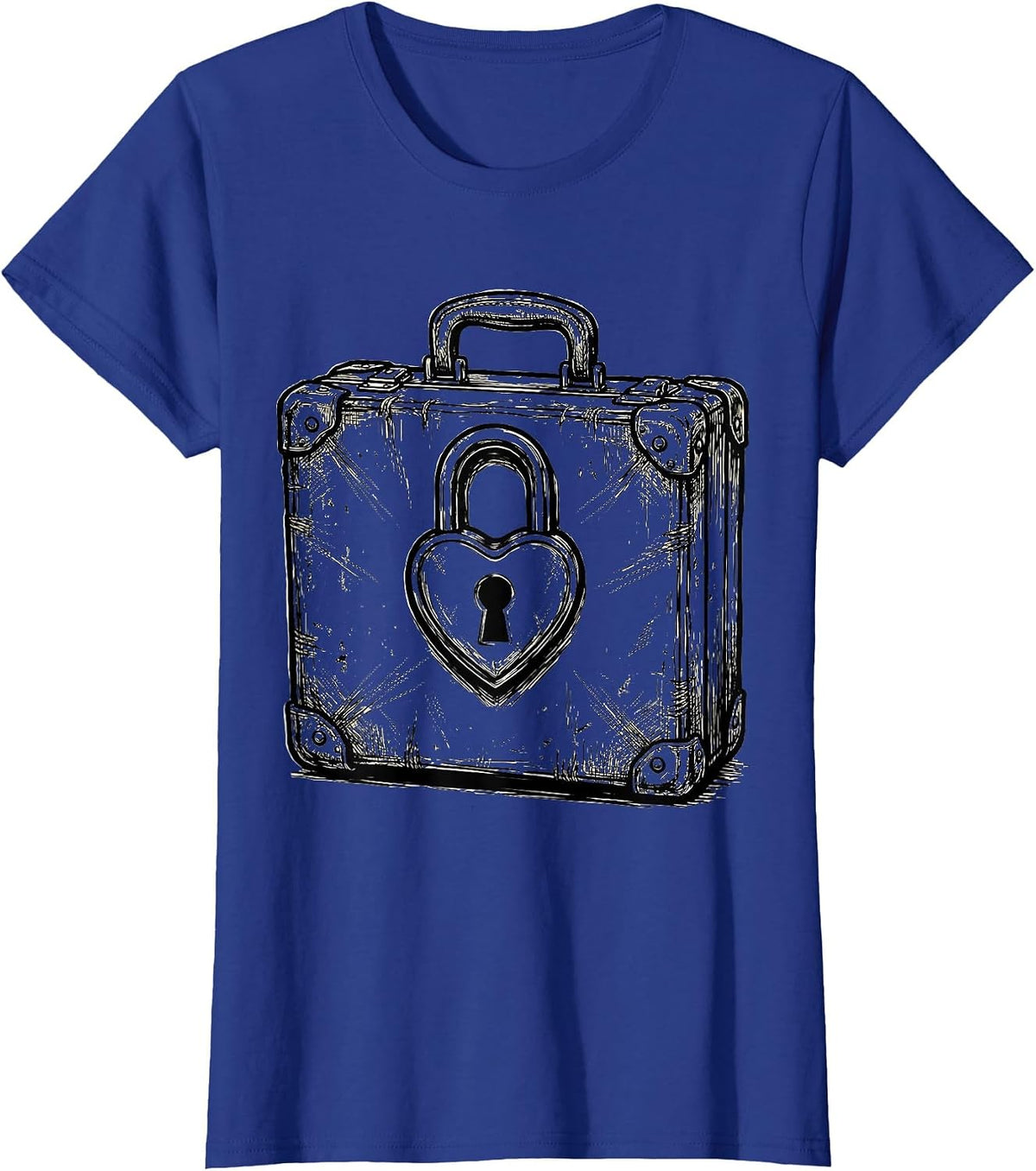 Women's Social Worker Worn Briefcase Heart Lock Graphic T-Shirt - Royal Blue